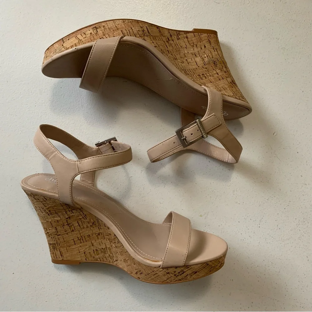 Charles by Charles David Beige Lindy Cork Wedge Platform Sandals Size 11